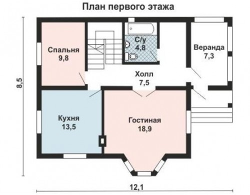 Проект каркасного дома KD-016 131.1 м²,  11.8 м × 8.5 м, 2 этажа