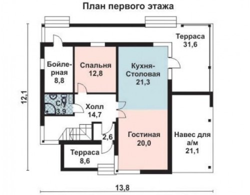 Проект каркасного дома KD-017 166.8 м², 13.5 м × 11.8 м, 2 этажа