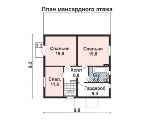 Проект каркасного дома KD-018 174.6 м², 9.3 м × 9.3 м, 2 этажа