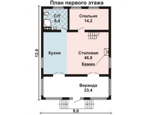 Проект каркасного дома KD-020 180.7 м² ,12 м × 9 м, 2 этажа