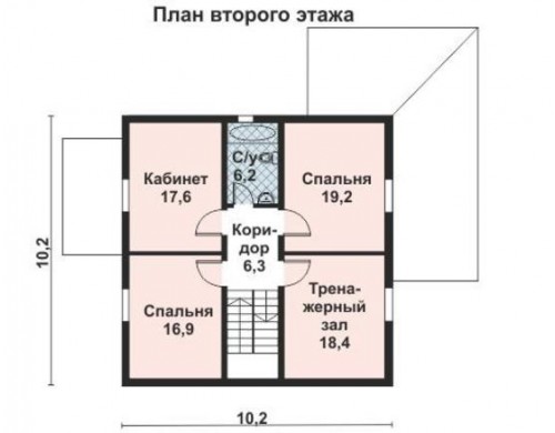 Проект каркасного дома KD-023 188.1 м², 10.2 м × 10.2 м, 2 этажа