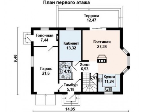 Проект каркасного дома KD-025 211.8 м², 13.1 м × 9.5 м, 2 этажа