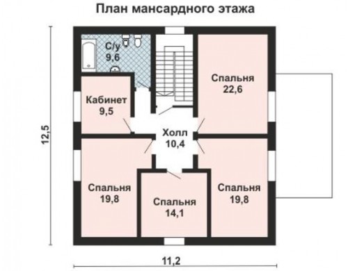 Проект каркасного дома KD-027 221.6 м², 12.5 м × 11.2 м, 2 этажа