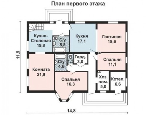 Проект каркасного дома KD-028 245.3 м², 11 м × 8 м, 2 этажа