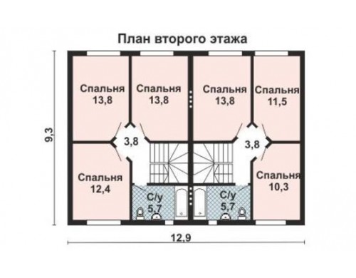 Проект каркасного дома KD-031 306 м², 12.9 м × 9.3 м, 3 этажа
